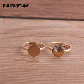 10 Stks/partij Mode Eenvoudige 5 Kleur 10Mm Verstelbare Ring Bases Cabochon Blank Ringen kc goud