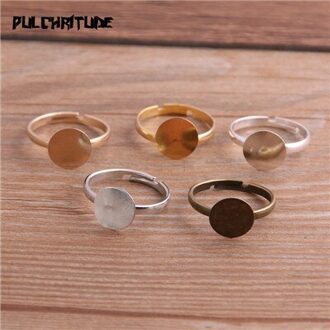 10 Stks/partij Mode Eenvoudige 5 Kleur 10Mm Verstelbare Ring Bases Cabochon Blank Ringen mix kleur