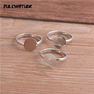 10 Stks/partij Mode Eenvoudige 5 Kleur 10Mm Verstelbare Ring Bases Cabochon Blank Ringen Rhodium
