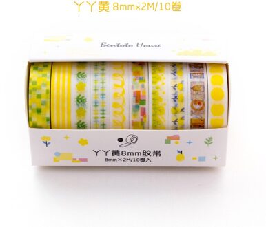 10 Stks/partij Mohamm Bladeren Folie Grid Bloemen Leuke Papier Masking Washi Tape Set Japanse Briefpapier Scrapbooking Benodigdheden oranje