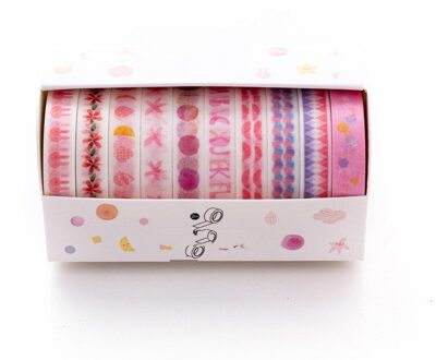 10 Stks/partij Mohamm Bladeren Folie Grid Bloemen Leuke Papier Masking Washi Tape Set Japanse Briefpapier Scrapbooking Benodigdheden roze