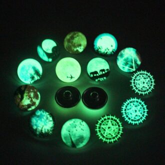 10 stks/partij Noctilucence fluorescentie Snap Knoppen Charms 18mm Animal Print Glas Knoppen Fit DIY Snap Armbanden & Bangle Sieraden