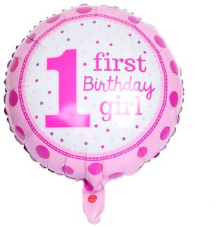 10 Stks/partij Nummer 1 Eerste Verjaardag Aluminium Folie Ballonnen 18Inch Ronde Ballonnen Baby Shower Kids Speelgoed Verjaardag Decoratie Globos roze