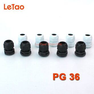 10 Stks/partij PG36 Nylon Waterdichte Wartel Plastic Connector IP68 Schroefdraad Entry Elektrische Gezamenlijke Zwart Wit Voor 22-32mm