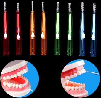 10 stks/partij Push-pull Rager Orthodontische Dental Cleaning Borstels Volwassenen Massage Tandvlees Tandenstoker 0.7 0.8 1.0 1.2mm Groen