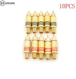 10 Stks/partij Rca Connector Male Jack Plug Av Pluggen Voor Pc Audio Vedio Lassen Diy Onderdelen Goud Rood Zwart Metalen lente