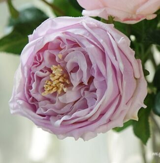 10 Stks/partij! Real Touch Vilt Hydraterende Austin Rose Bloemen Bruiloft Decoratieve Kunstmatige Latex Austin Rose licht paars roos