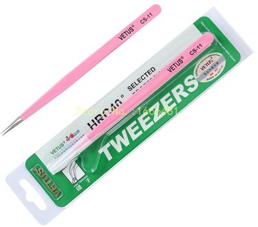 10 stks/partij Vetus CS Serie Rvs Roze Pincet Enten Wimper Beauty Tools CS-11