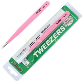 10 stks/partij Vetus CS Serie Rvs Roze Pincet Enten Wimper Beauty Tools CS-12