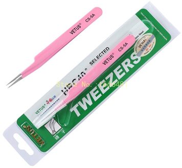10 stks/partij Vetus CS Serie Rvs Roze Pincet Enten Wimper Beauty Tools CS-5A