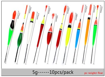 10 Stks/partij Visdobbers Set Boei Bobber Flutuador Mix Grootte Kleur 3G 4G 5G Float Boei Voor karpervissen Pesca Pakken Accessoires A0014-C