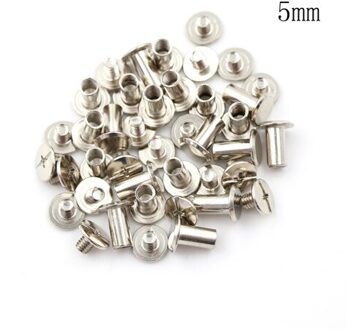 10 Stks/partij Zilver Vernikkelen Nikkel Binding Chicago Schroeven Nail Klinknagels Fotoalbum Lederen Craft 5x6mm M5x5mm