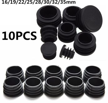 10 Stks/partij Zwarte Meubels Been Plug Blanking End Cap Bung Voor Ronde Buis Diameter 16/19/22/25/28/30Mm 19mm