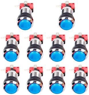 10 Stks/partijen Chrome Led Push Arcade Knoppen Schakelaar Voor Arcade Machine Games Mame Jamma Deel Dc 12V Elke Kleur van 2 Stuks blauw
