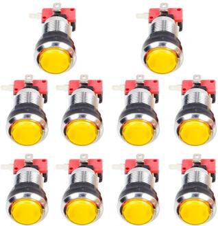 10 Stks/partijen Chrome Led Push Arcade Knoppen Schakelaar Voor Arcade Machine Games Mame Jamma Deel Dc 12V Elke Kleur van 2 Stuks geel