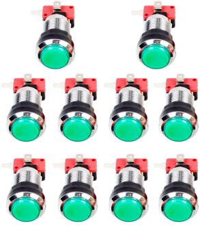 10 Stks/partijen Chrome Led Push Arcade Knoppen Schakelaar Voor Arcade Machine Games Mame Jamma Deel Dc 12V Elke Kleur van 2 Stuks groen