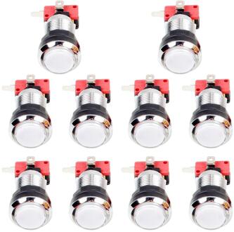 10 Stks/partijen Chrome Led Push Arcade Knoppen Schakelaar Voor Arcade Machine Games Mame Jamma Deel Dc 12V Elke Kleur van 2 Stuks wit