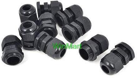 10 Stks PG11 Zwart Plastic 5mm naar 10mm Dia Waterdichte Wartels Connector