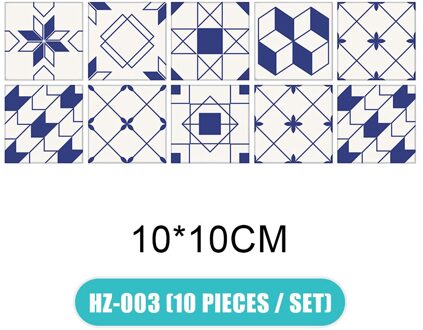 10 Stks/set 3D Visuele Art Geometrische Tegel Decals Stickers Voor Slaapkamer Woonkamer Badkamer Muur HFD889 10x10cm HZ-003