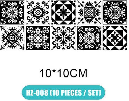 10 Stks/set 3D Visuele Art Geometrische Tegel Decals Stickers Voor Slaapkamer Woonkamer Badkamer Muur HFD889 10x10cm HZ-008