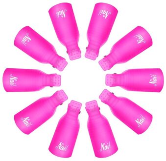 10 Stks/set Acryl Nail Art Losweken Clip Cap Nagellak Remover Wrap Manicure Gereedschap roos rood