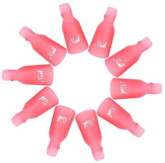 10 Stks/set Acryl Nail Art Losweken Clip Cap Nagellak Remover Wrap Manicure Gereedschap roze