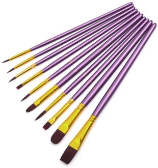 10 Stks/set Aquarel Pen Penseel Nylon Haar Penselen Kunstenaar Olieverf Borstel Set Jr Deals paars