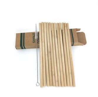 10 Stks/set Bamboe Rietjes Herbruikbare Milieuvriendelijke Party Keuken + Schone Borstel Voor Thuis Bruiloft Cafe Bar Party Hotel Gebruik