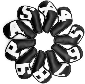 10 Stks/set Borduren Aantal Golf Iron Head Covers Irons Headovers Wiggen Cover 4-9 Aspx Donker Kaki