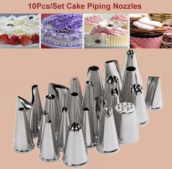 10 Stks/set Cake Piping Nozzles Rvs Pastry Icing Bloem Tips Cake Decorating Gereedschap Cake Bakken Tools Accessoires