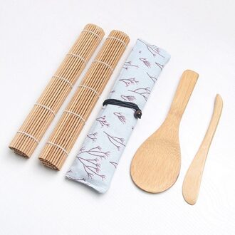 10 Stks/set Diy Bamboe Sushi Maker Set Sushi Gordijn Rijst Sushi Maken Kits Roll Koken Doek Zak Gereedschap Eetstokjes Lepel blade