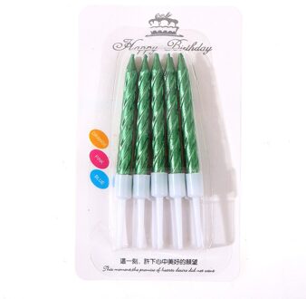 10 Stks/set Draad Kleur Verjaardag Kaarsen Met Stand Cake Kaars Event Party Benodigdheden Bruiloft Decoratie groen