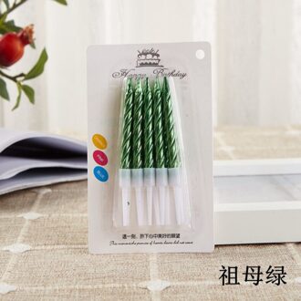 10 Stks/set Draad Kleur Verjaardag Kaarsen Met Stand Cake Kaars Event Party Benodigdheden Bruiloft Decoratie Kaars Levert groen