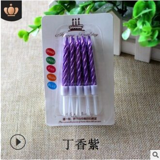 10 Stks/set Draad Kleur Verjaardag Kaarsen Met Stand Cake Kaars Event Party Benodigdheden Bruiloft Decoratie Kaars Levert paars