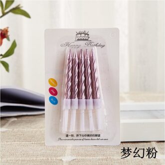 10 Stks/set Draad Kleur Verjaardag Kaarsen Met Stand Cake Kaars Event Party Benodigdheden Bruiloft Decoratie Kaars Levert roze