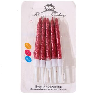 10 Stks/set Draad Kleur Verjaardag Kaarsen Met Stand Cake Kaars Event Party Benodigdheden Bruiloft Decoratie Rood