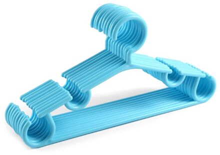 10 Stks/set Draagbare Kinderen Kleerhanger Peuter Baby Jas Plastic Hanger Haak 95AA Blauw