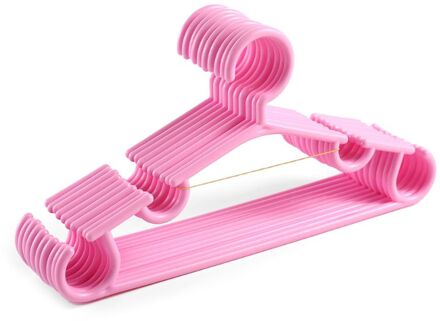 10 Stks/set Draagbare Kinderen Kleerhanger Peuter Baby Jas Plastic Hanger Haak 95AA Roze