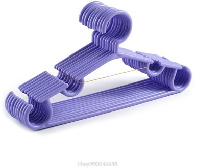 10 Stks/set Draagbare Kinderen Kleerhanger Peuter Baby Jas Plastic Hangers Haak Huishoudelijke Voor Kids Kleding Organizer Paars