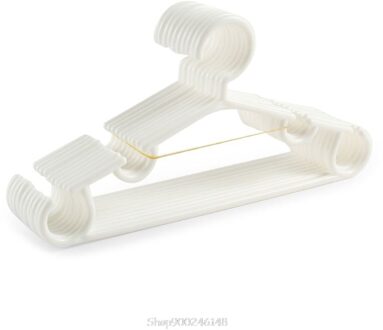10 Stks/set Draagbare Kinderen Kleerhanger Peuter Baby Jas Plastic Hangers Haak Huishoudelijke Voor Kids Kleding Organizer wit