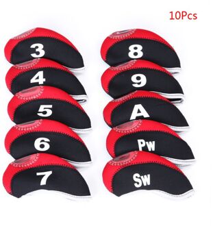 10 Stks/set Draagbare Sport Neopreen Golf Club Head Cover Iron Beschermende Headcovers Case Protector zwart groot rood