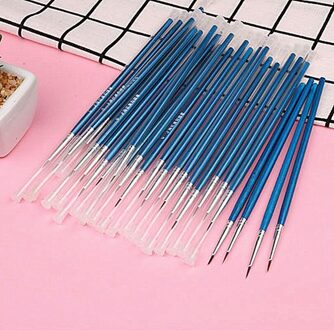 10 Stks/set Fijne Handgeschilderde Dunne Haak Lijn Pen Blue Baton Tekening Art Pen Kwast Nylon Borstel Tekening schets Art Supplies nummer 00