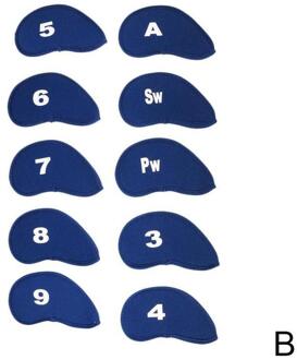 10 Stks/set Golf Club Cover Golf Iron Head Beschermende Set Cover Golf Accessoires Beschermende Draagbare Club Hoofddeksels Golf Gear R1A8 blauw