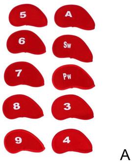 10 Stks/set Golf Club Cover Golf Iron Head Beschermende Set Cover Golf Accessoires Beschermende Draagbare Club Hoofddeksels Golf Gear R1A8 rood