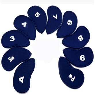10 Stks/set Golf Iron Head Covers Iron Putter Beschermende Zwart Venster Golf Club Iron Head Protector Golf Accessoires blauw