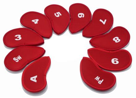 10 Stks/set Golf Iron Head Covers Iron Putter Beschermende Zwart Venster Golf Club Iron Head Protector Golf Accessoires rood