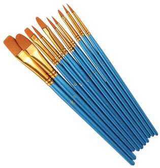 10 Stks/set Gouache Penselen Verschillende Vorm Ronde Spitse Punt Nylon Haar Schilderij Borstel Set Art Supplies 10stk