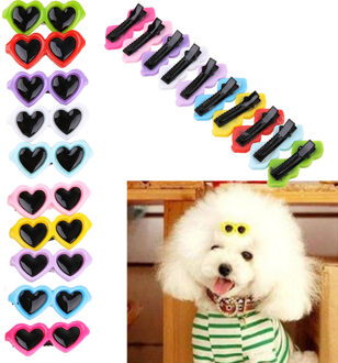 10 Stks/set Huisdier Mooie Hart Zonnebril Haarspelden Hond Bows Hair Clips Voor Kleine Puppy Honden Kat Yorkie Teddy Huisdier haar Decor