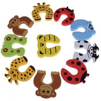 10 Stks/set Kinderen Veiligheid Cartoon Deur Klem Knijpen Hand Beveiliging Stopper Schattige Dieren Baby Veiligheid Deurstopper Clip Veiligheid