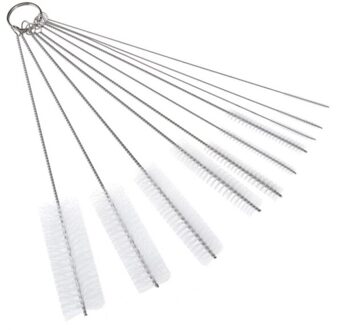 10 Stks/set Koffie Machine Lange Borstel Fles Buis Stro Cleaner Wassen Bril Toetsenborden Sieraden Schoonmaken Borstels Schoon Gereedschap wit